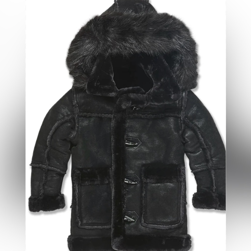 Jordan Craig Kids Denali Shearling Faux Fur Suede Jacket in Black